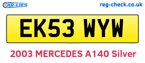 EK53WYW are the vehicle registration plates.