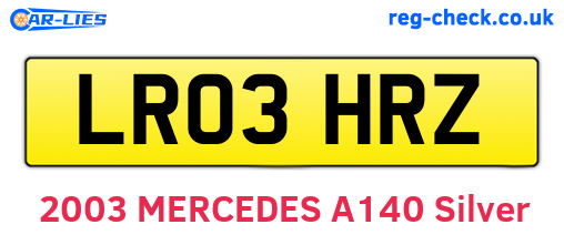 LR03HRZ are the vehicle registration plates.