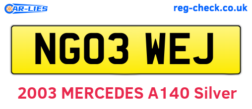 NG03WEJ are the vehicle registration plates.