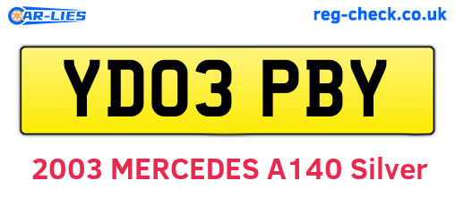 YD03PBY are the vehicle registration plates.