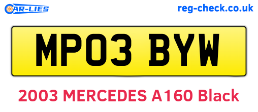 MP03BYW are the vehicle registration plates.