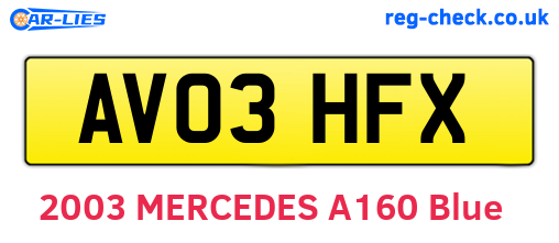 AV03HFX are the vehicle registration plates.