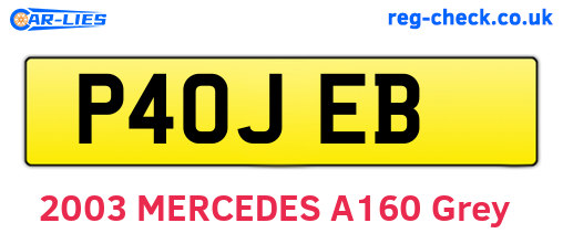 P40JEB are the vehicle registration plates.