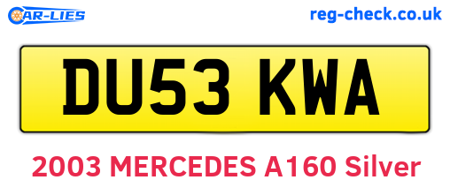 DU53KWA are the vehicle registration plates.