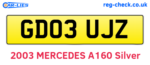 GD03UJZ are the vehicle registration plates.