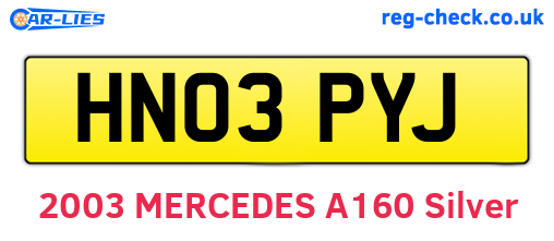 HN03PYJ are the vehicle registration plates.