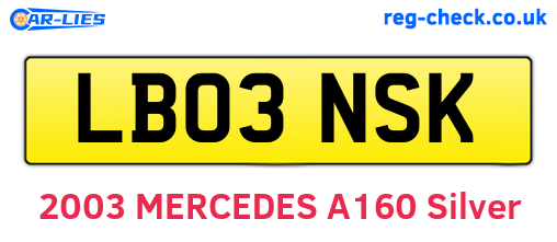 LB03NSK are the vehicle registration plates.