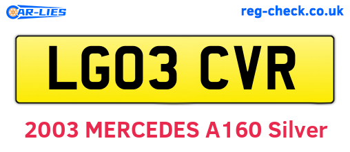 LG03CVR are the vehicle registration plates.