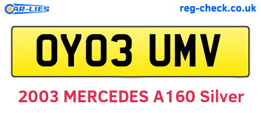 OY03UMV are the vehicle registration plates.