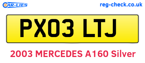 PX03LTJ are the vehicle registration plates.