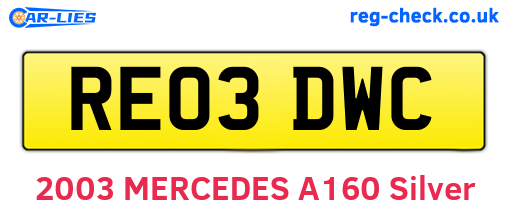 RE03DWC are the vehicle registration plates.