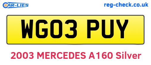 WG03PUY are the vehicle registration plates.