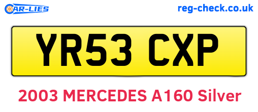 YR53CXP are the vehicle registration plates.