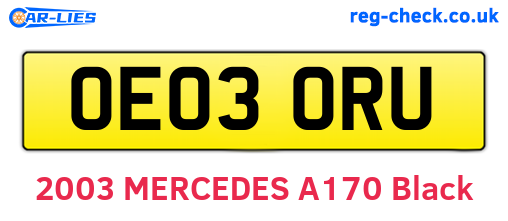 OE03ORU are the vehicle registration plates.