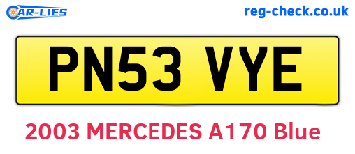 PN53VYE are the vehicle registration plates.