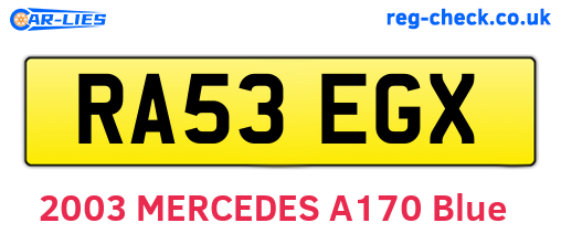 RA53EGX are the vehicle registration plates.