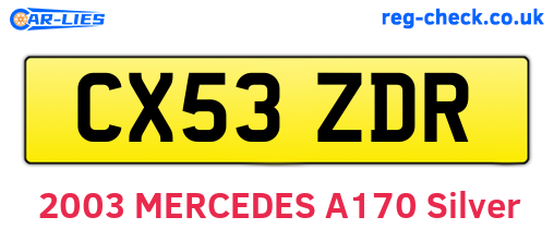CX53ZDR are the vehicle registration plates.