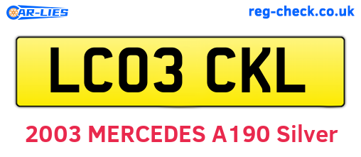 LC03CKL are the vehicle registration plates.