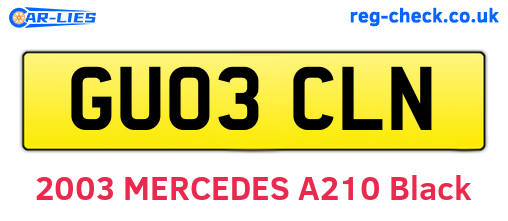 GU03CLN are the vehicle registration plates.