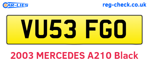 VU53FGO are the vehicle registration plates.