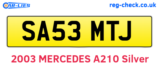 SA53MTJ are the vehicle registration plates.