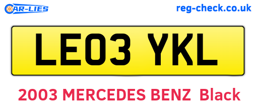 LE03YKL are the vehicle registration plates.