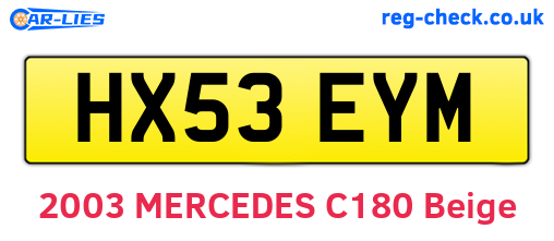 HX53EYM are the vehicle registration plates.