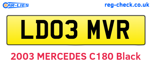 LD03MVR are the vehicle registration plates.