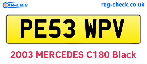 PE53WPV are the vehicle registration plates.