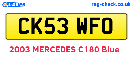CK53WFO are the vehicle registration plates.