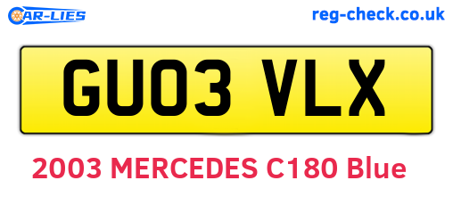 GU03VLX are the vehicle registration plates.