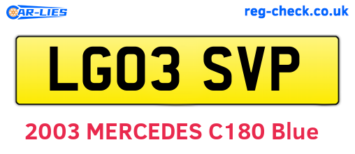 LG03SVP are the vehicle registration plates.
