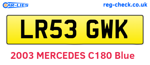 LR53GWK are the vehicle registration plates.