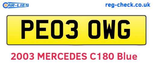 PE03OWG are the vehicle registration plates.