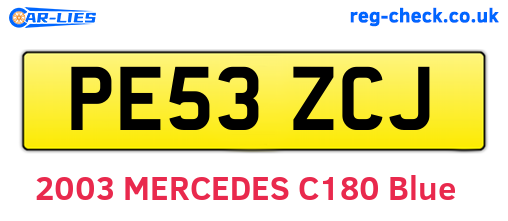 PE53ZCJ are the vehicle registration plates.