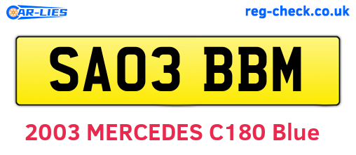 SA03BBM are the vehicle registration plates.