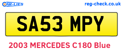 SA53MPY are the vehicle registration plates.