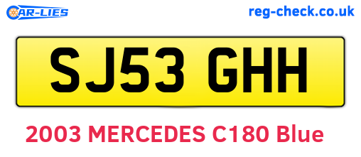 SJ53GHH are the vehicle registration plates.