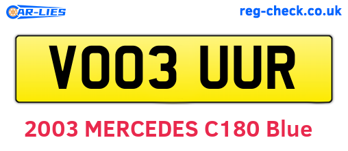 VO03UUR are the vehicle registration plates.