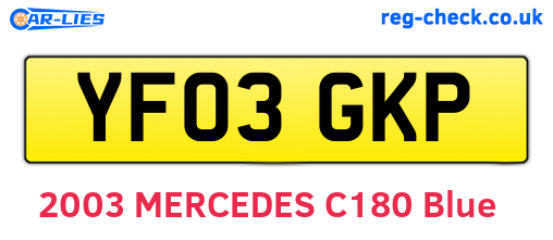 YF03GKP are the vehicle registration plates.