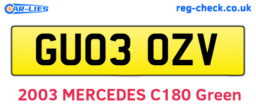 GU03OZV are the vehicle registration plates.
