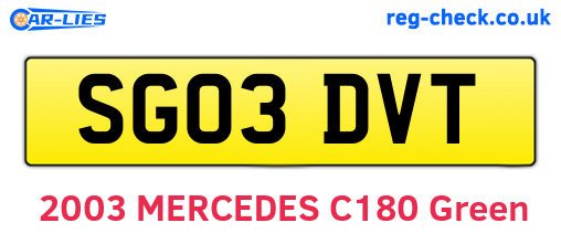 SG03DVT are the vehicle registration plates.