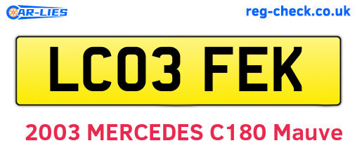 LC03FEK are the vehicle registration plates.