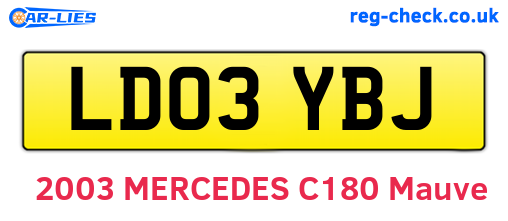 LD03YBJ are the vehicle registration plates.