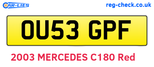OU53GPF are the vehicle registration plates.