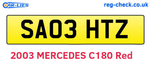 SA03HTZ are the vehicle registration plates.