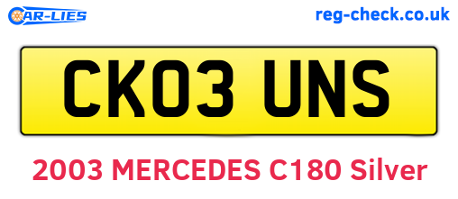 CK03UNS are the vehicle registration plates.