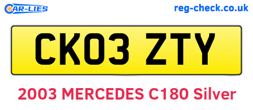 CK03ZTY are the vehicle registration plates.