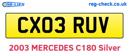 CX03RUV are the vehicle registration plates.