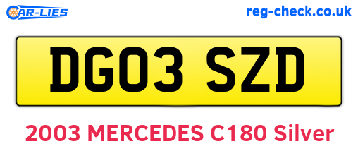DG03SZD are the vehicle registration plates.
